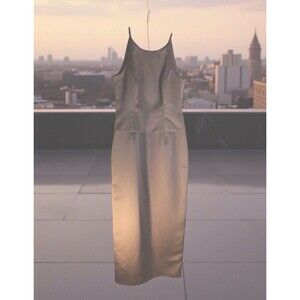 Vintage Michaelanglo Dress, Size 10, Satin, Zip Back, Slit Back, Whimsy